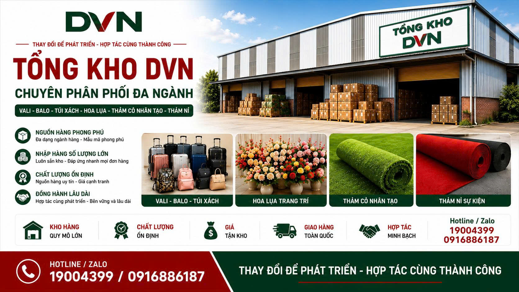 Hình: DVN là tổng kho đa ngành, nguồn hàng uy tín, giá hợp lý 